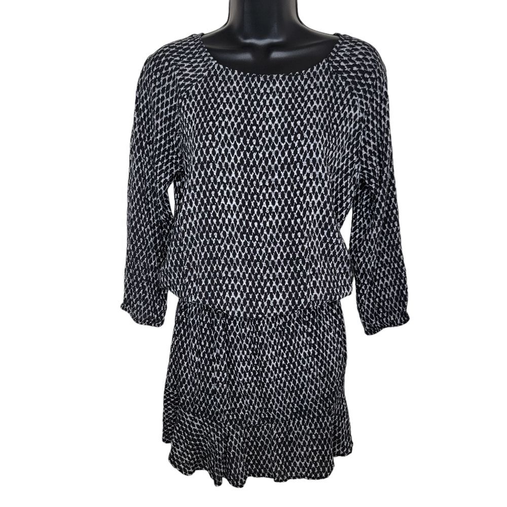 Soft Joie black & white blouson mini dress size xs
